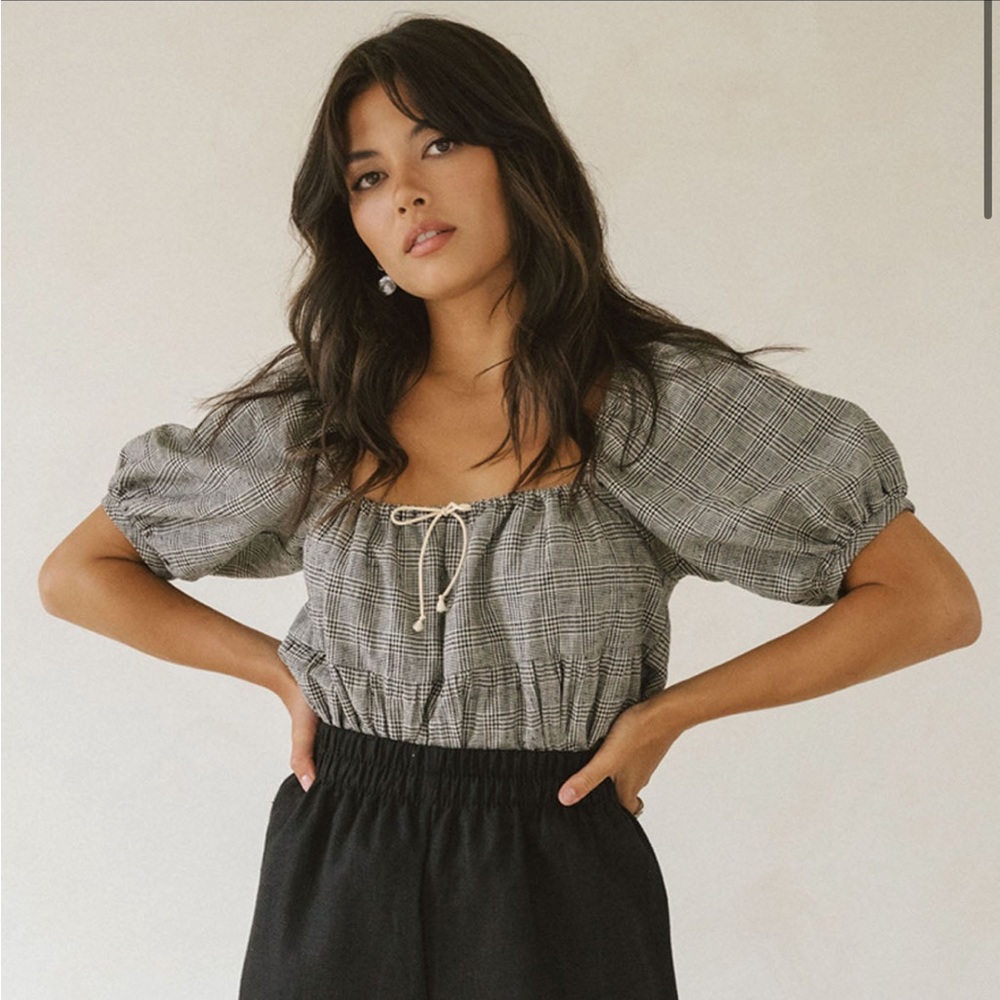 Harly Jae Prairie Blouse in ‘Houndstooth’